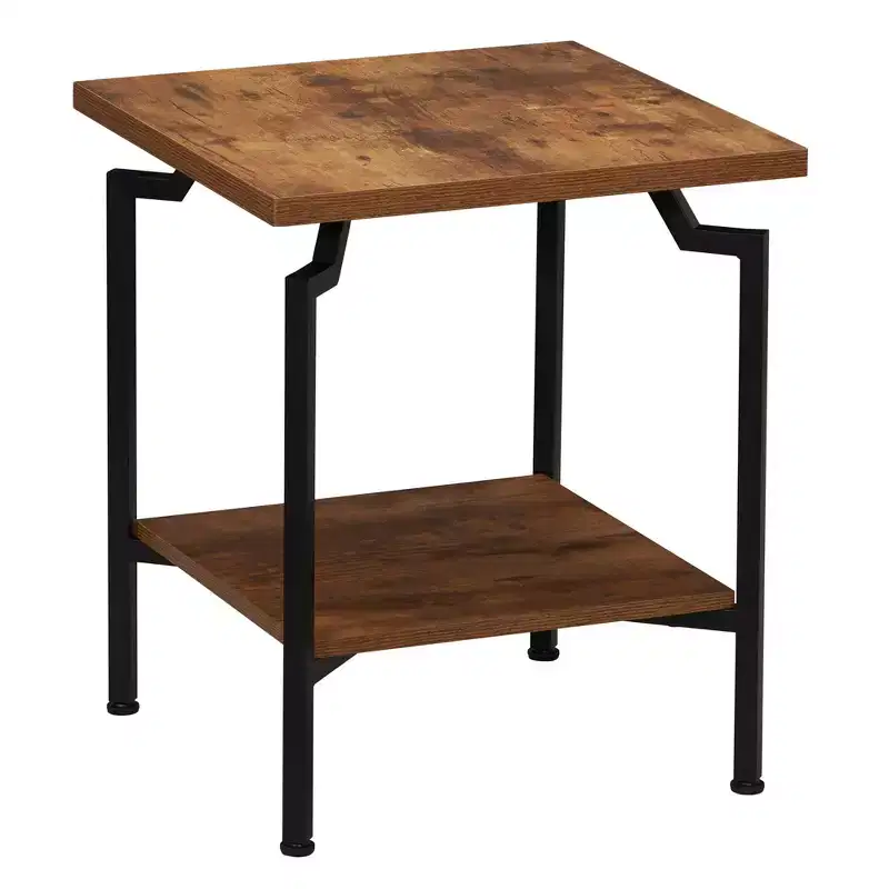Crown Square Side End Table with Storage Shelf