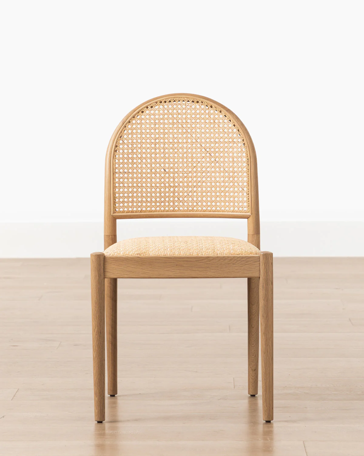 Coastal Oak & Cane Dining Chair with Natural Woven Seat for Dining Room