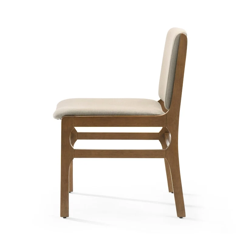 Contemporary Upholstered Dining Chair with Rubberwood Frame, Set of 2