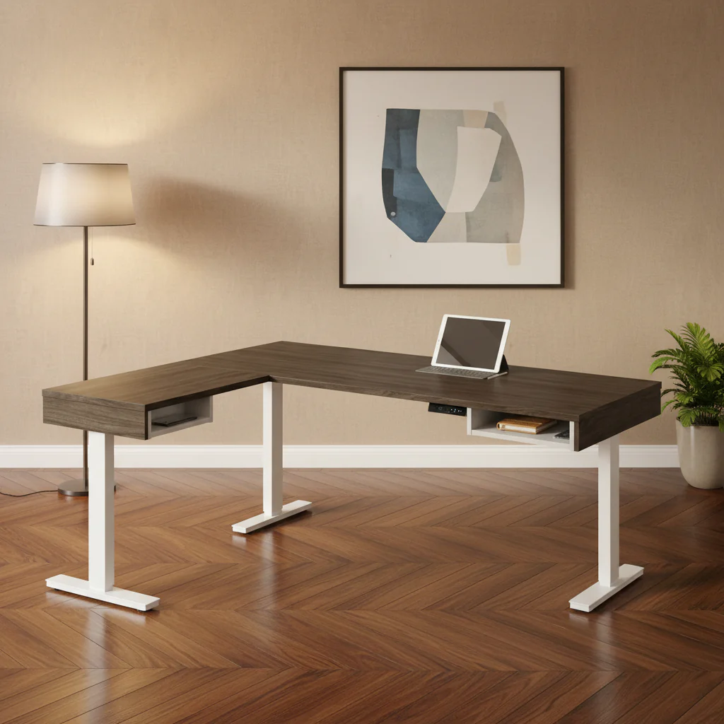 Height Adjustable L-Shaped Desk