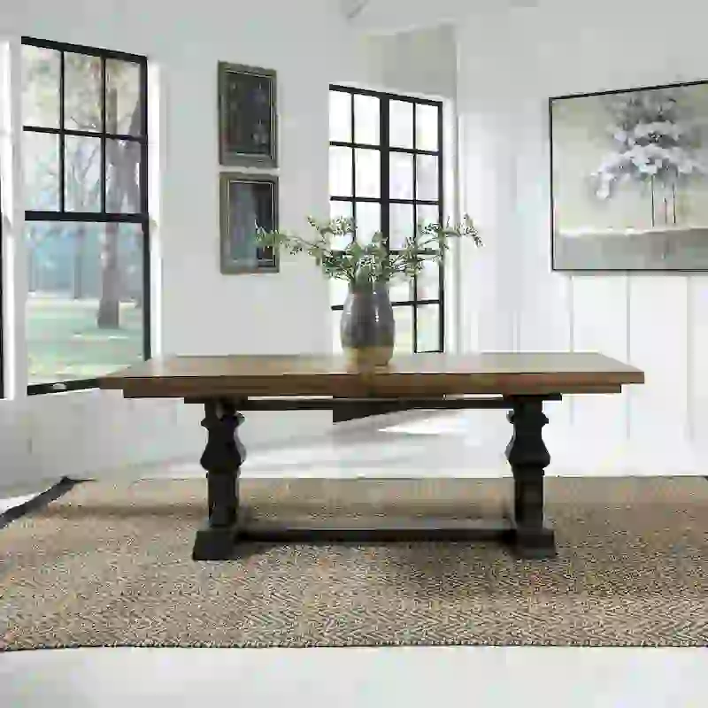 Harvest Home Chalkboard 7 Piece Trestle Table Set