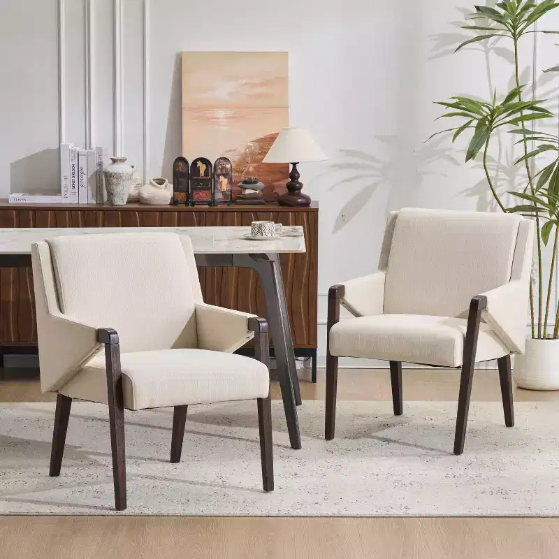 Christopher Knight Home Nattapong Modern Rubberwood Linen Upholstered Dining Chairs (Set of 2)