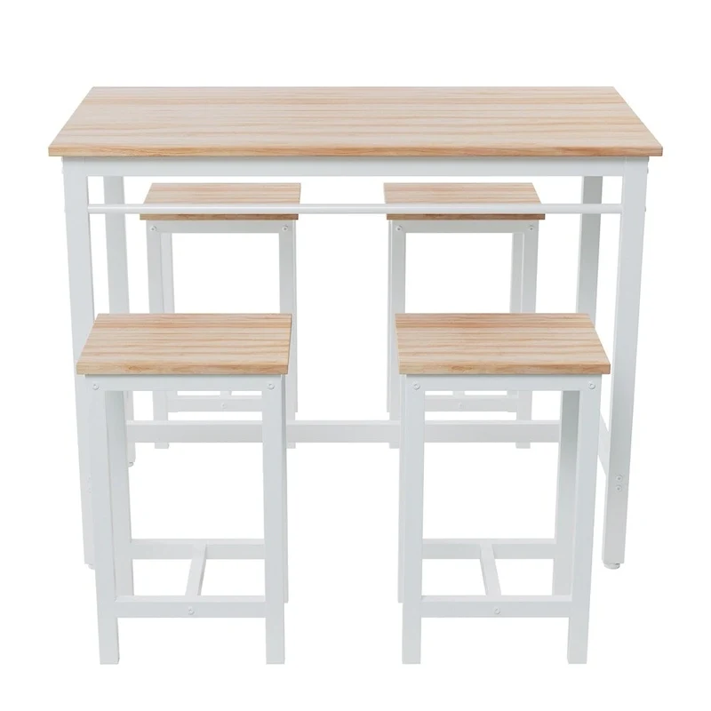 5-piece Modern Dining Table and Chair Set with Metal Frame