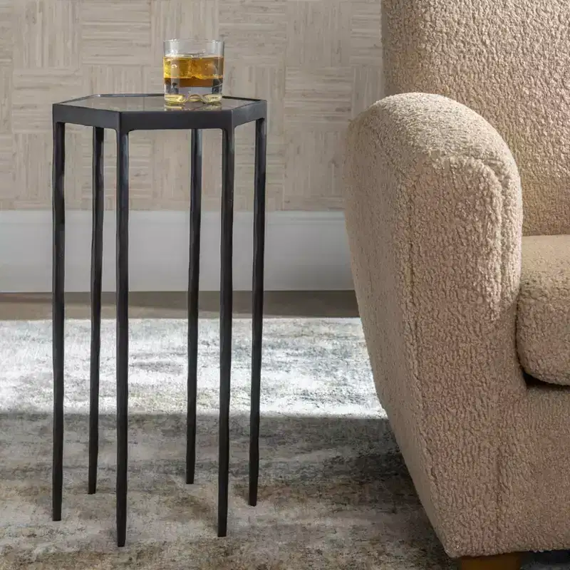 Uttermost Aviary 11 3/4 Wide Black Hexagonal Accent Table
