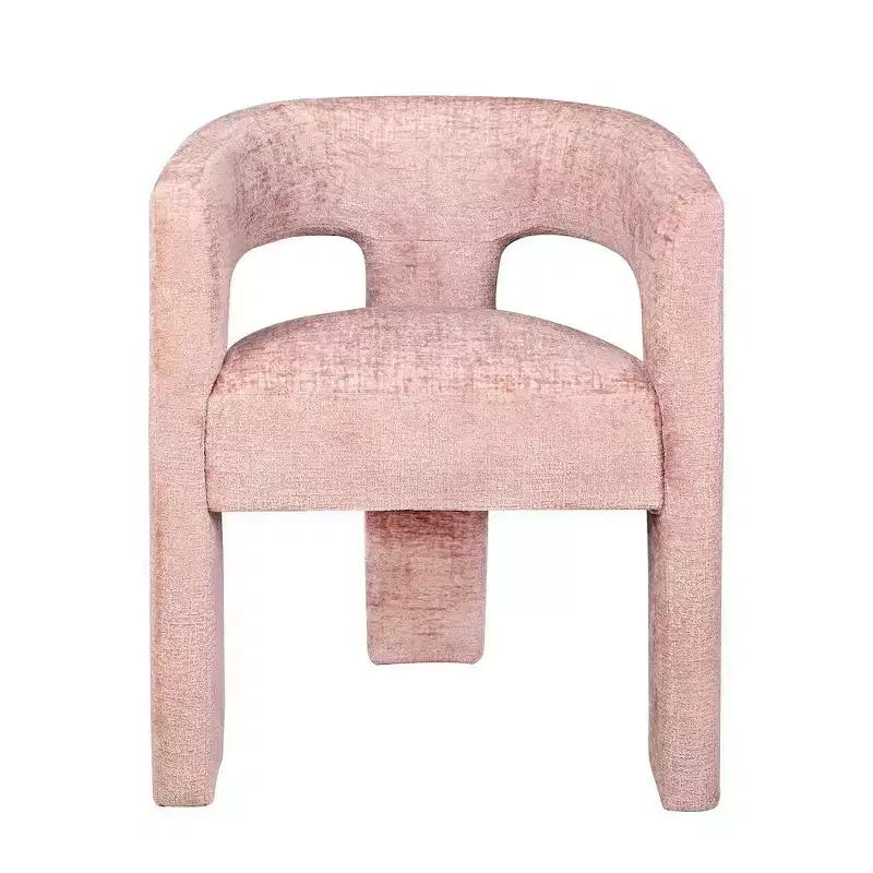Jofran,Gwen Modern Luxury Jacquard Fabric Upholstered Sculpture Armchair- Pink Color