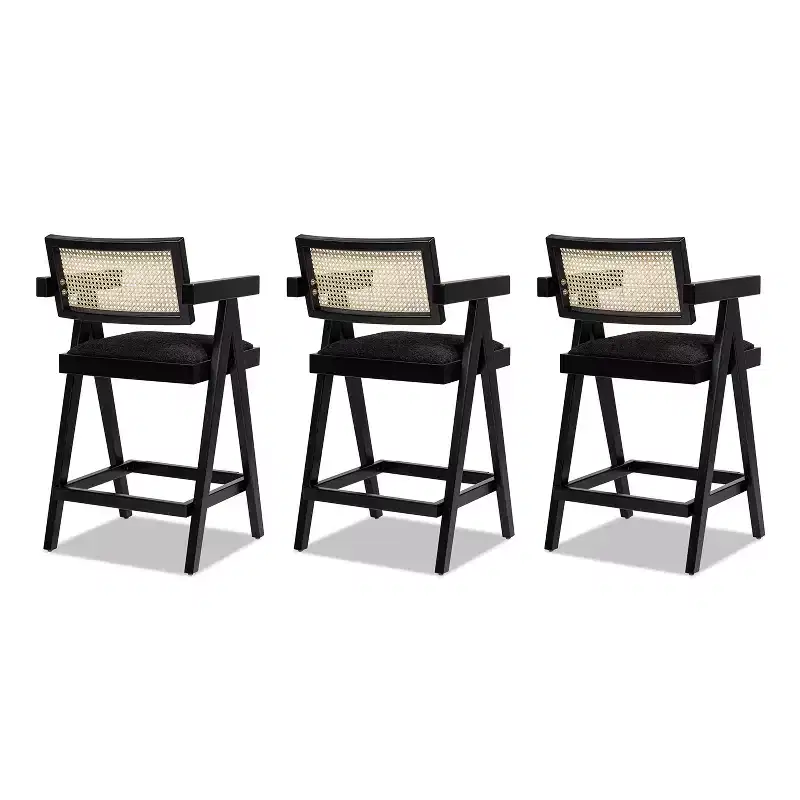 29.5 Modern Resin Webbing Back Bar Stool with Arms, Set of 3