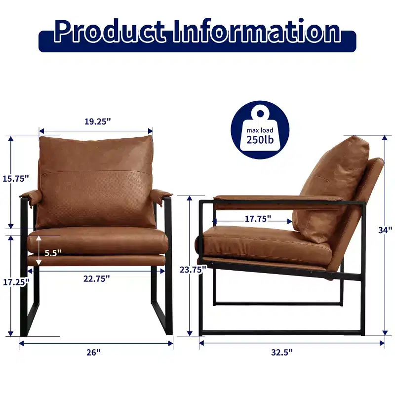 Subrtex Upholstered Modern Accent Chair with Metal Frame