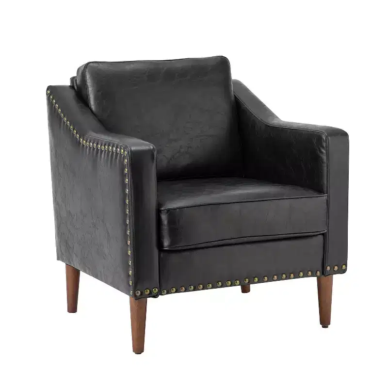 Bonita Transitional Vegan Leather Armchair with Removable Seat Cushion and Nailhead Trims| ART OF LIVING DESIGNS