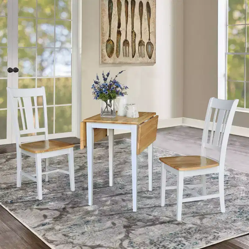 International Concepts Small Dual Drop Leaf Dining Table with 2 San Remo Splat