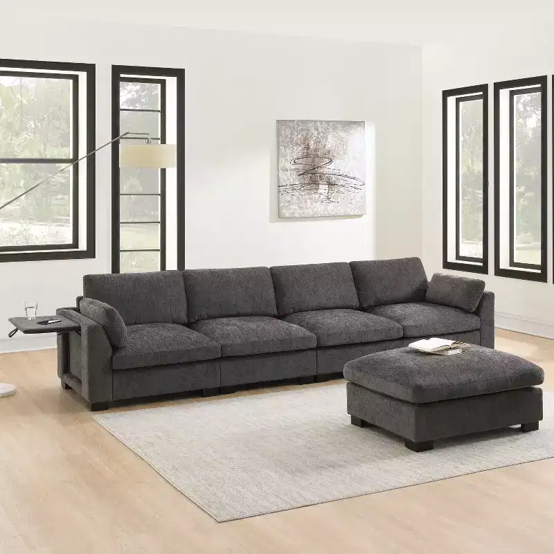 Merax 5-Seat Chenille Upholstery L-Shaped Modular Sectional Sofa