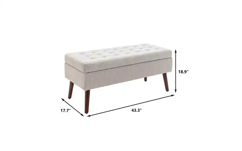 Rectangle Storage Bench, Upholstered Ottoman for Living Room Hallway Bedroom Entryway End of Bed,