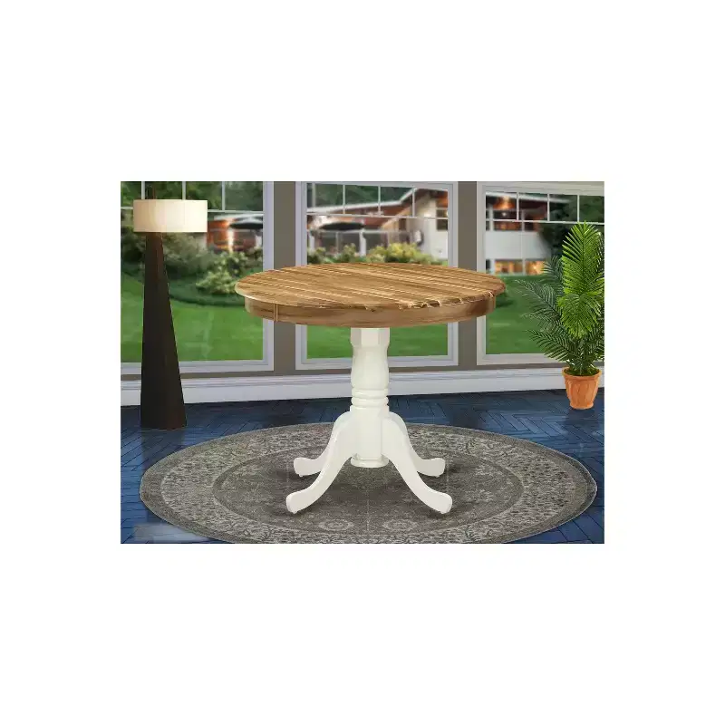 HomeStock Modern Round Table Table Top Surface and Asian Wood Dining Table Pedestal Legs