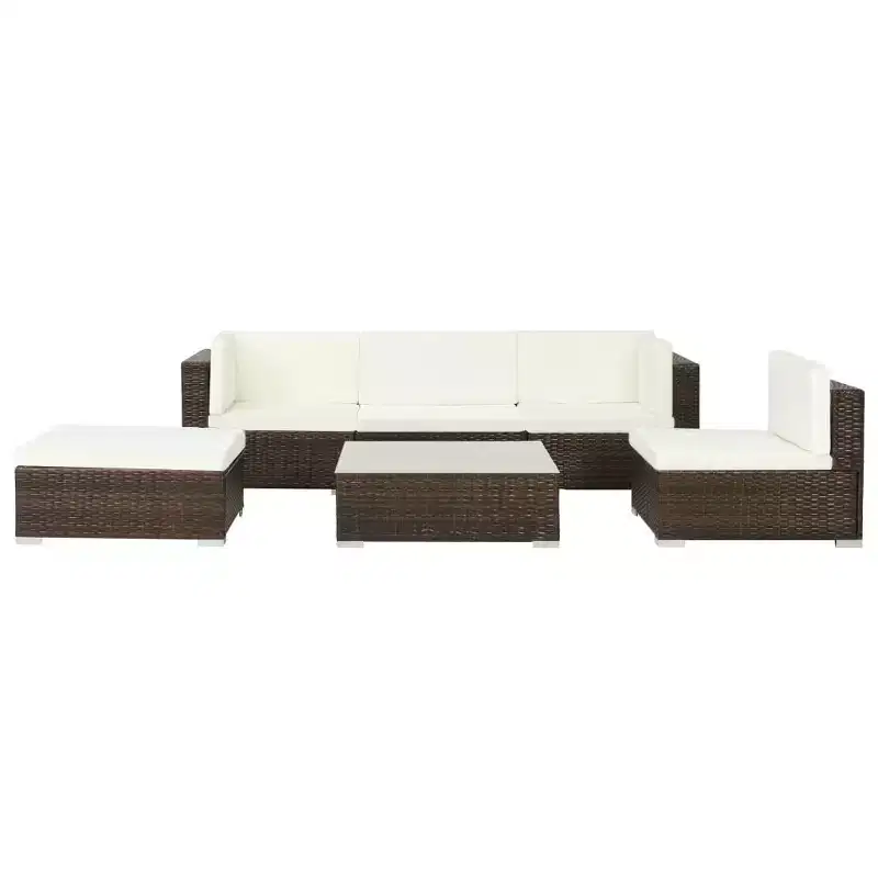 vidaXL Patio Furniture Set 6 Piece Outdoor Sofa with Coffee Table Poly Rattan