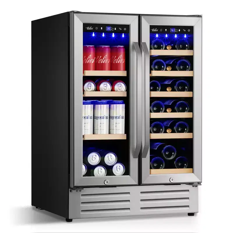 Hooure 24 in. Wine and Beverage Refrigerator 18 Bottles and 88 Cans Capacity Beverage Cooler
