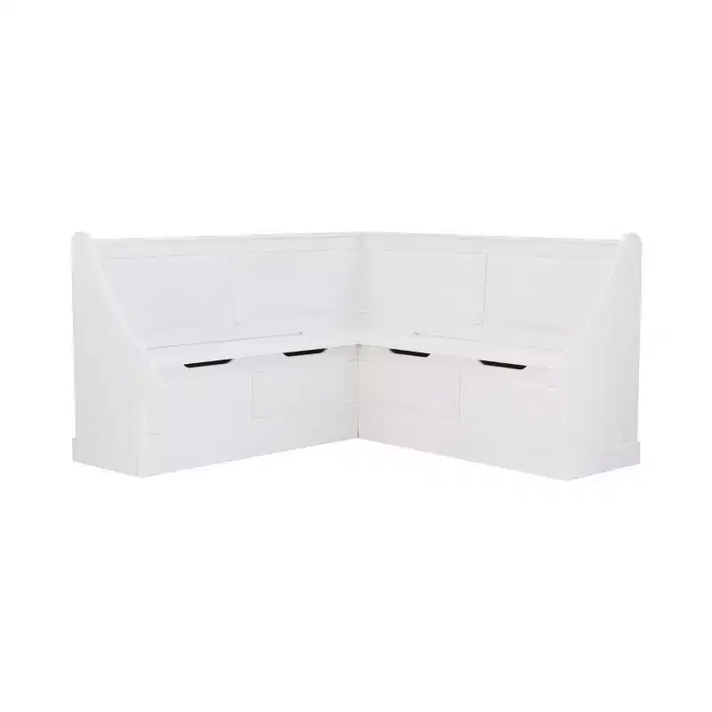 Tobin Traditional Solid Wood Backless Storage Corner Nook Breakfast Bench Cushion White - Linon