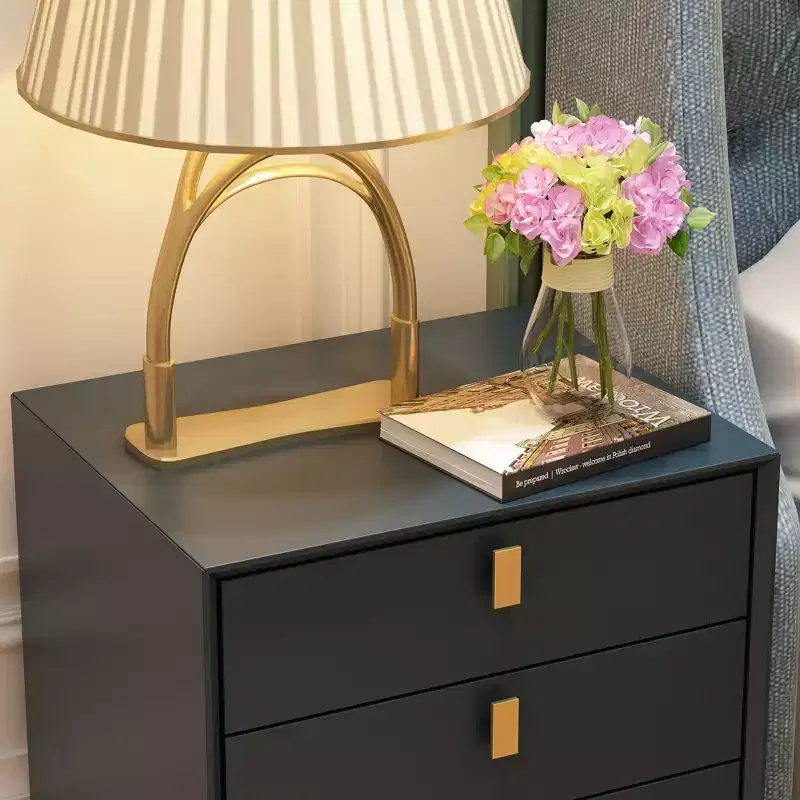 Hitow 3 Drawer Nightstand Metal Base Bedside Dresser