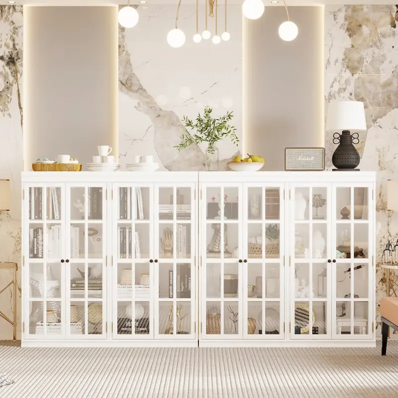 Sophisticated Storage Ensemble: Buffet Sideboard Bookshelf Cabinet