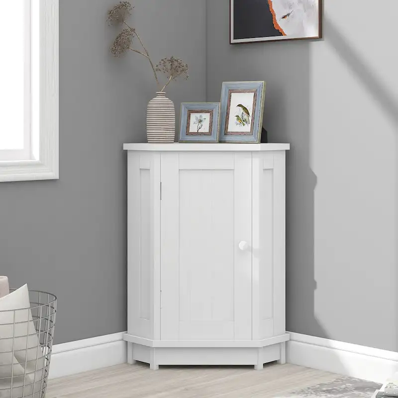 Triangle Corner Storage Cabinet with Adjustable Shelf