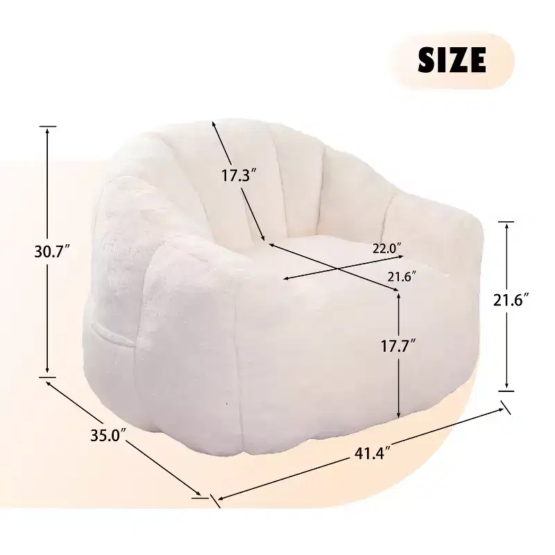 Faux Fur Lounge Chair, Plush Accent Armchair with Deep Seat, Cozy Upholstered Lazy Sofa
