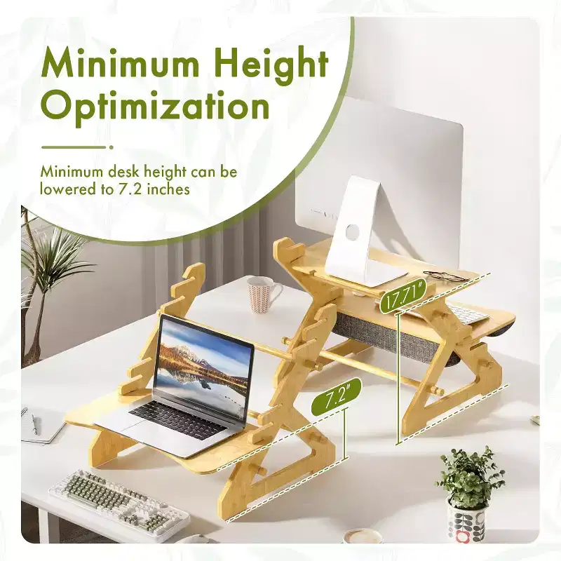 22 Inch Adjustable Bamboo Standing Desk Converter