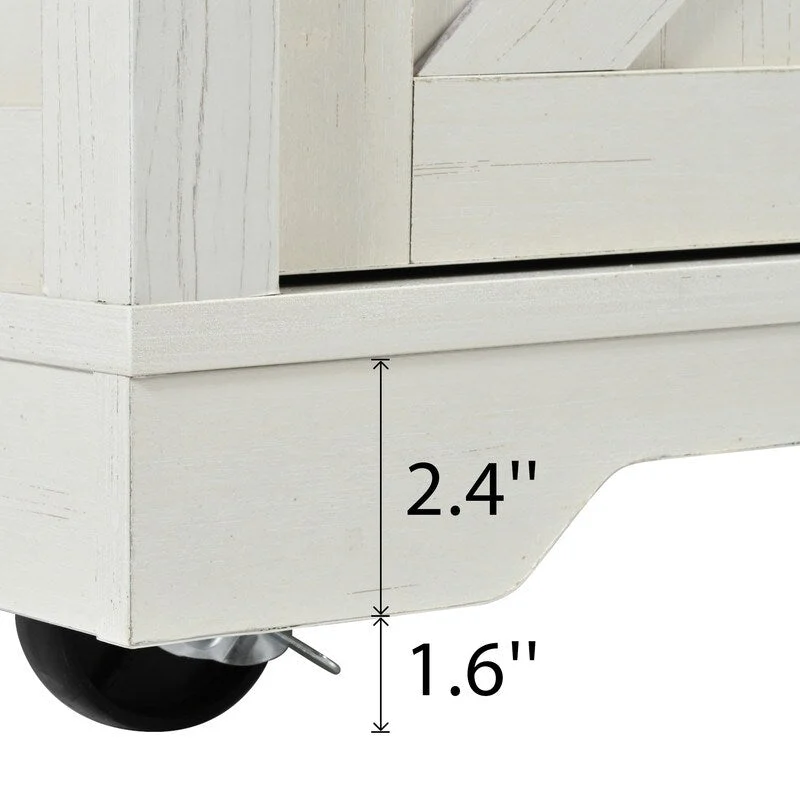 Farmhouse Kitchen Island with Power Outlet, Rolling Kitchen Cart with Drop Leaf
