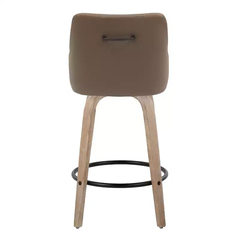 LumiSource Set of 2 Hannah Counter Height Barstools Whitewashed Wood
