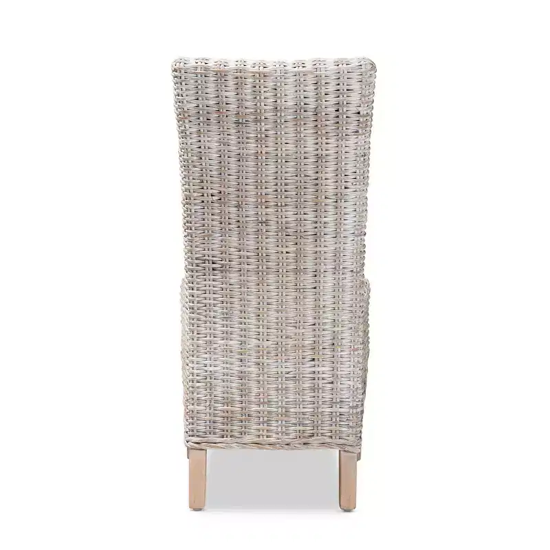 Trianna Rattan and Wood Dining Chair White/Brown - bali & pari: Indonesian Crafted, No Assembly Required