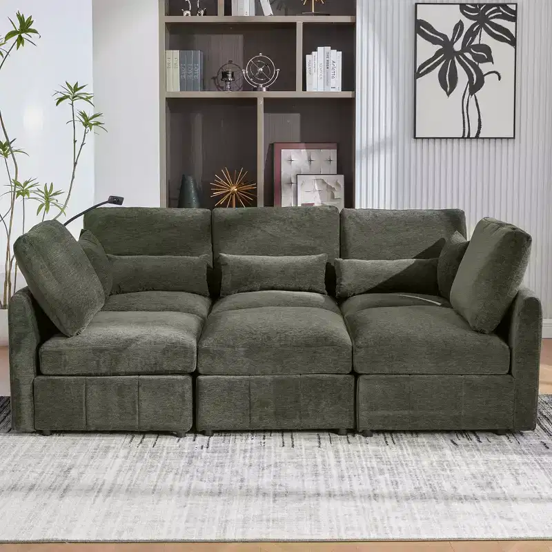Merax Multifunctional Modular Sectional Sofa with Movable Ottoman