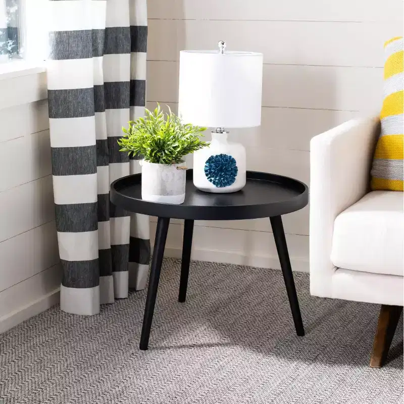 Round Tray Top Side Table Black