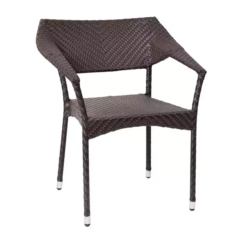 Merrick Lane Fade and Weather Resistant Modern PE Rattan Patio Dining Chair with Reinforced Steel Frame