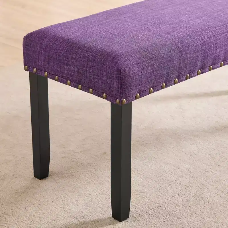 Roundhill Furniture Biony Fabric Dining Bench with Nailhead Trim