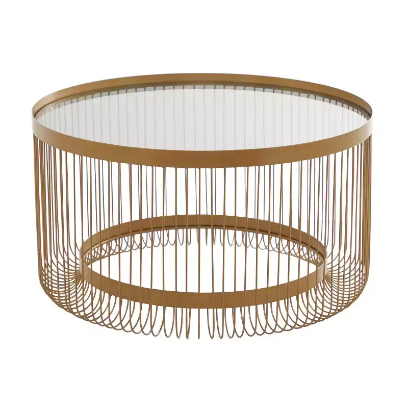 Contemporary Metal Mirrored Coffee Table Gold