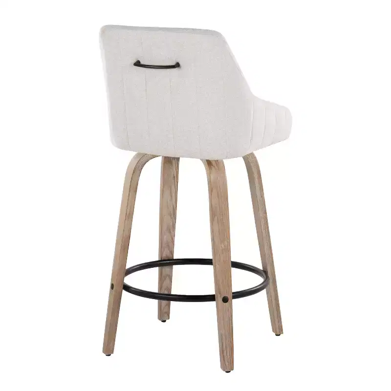 LumiSource Set of 2 Hannah Counter Height Barstools Whitewashed Wood