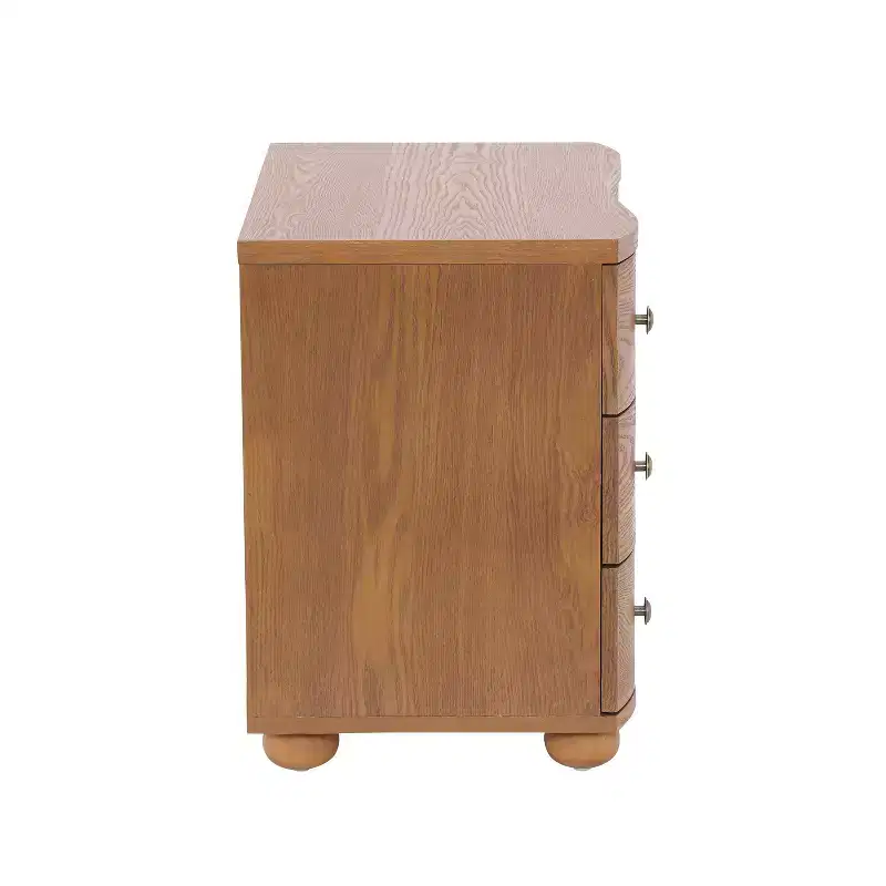 Christopher Knight Home Chaeryeong Modern Wooden 3-Drawer Nightstand with Curved Front Design