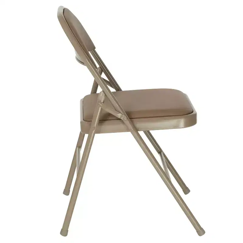 Beige / Gray Padded Vinyl Folding Chair – Set of 2