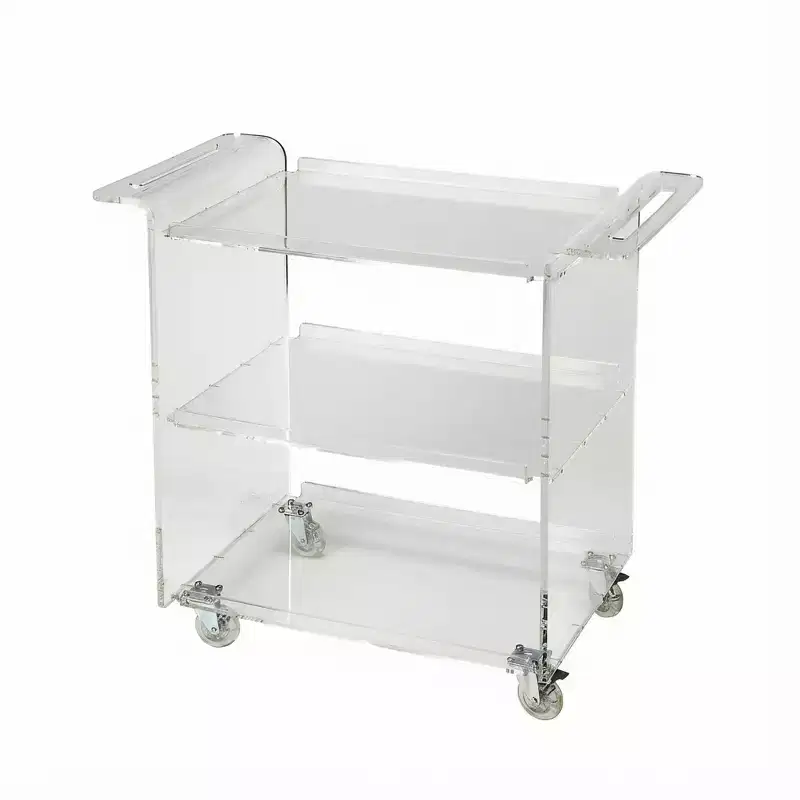 HomeRoots Clear Acrylic Rolling Server Bar Cart