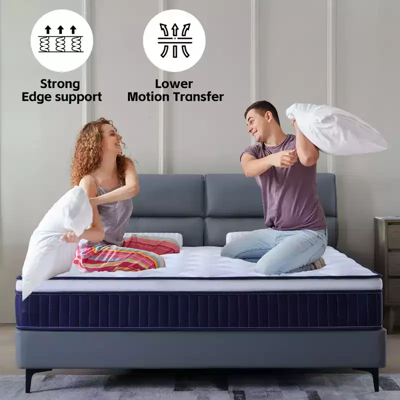 Okak Medium Firm Mattress with Memory Foam, Hybrid Mattress with Pocket coil, Mattress in a Box for Home, Hotel, Apartment