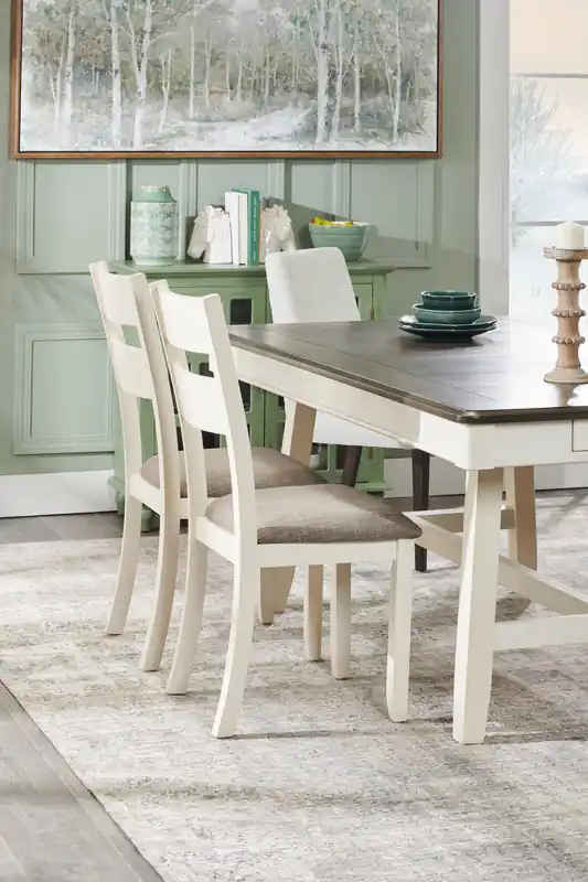 Dining Chair with Linen-Look Fabric, Wood, Ladder-Back