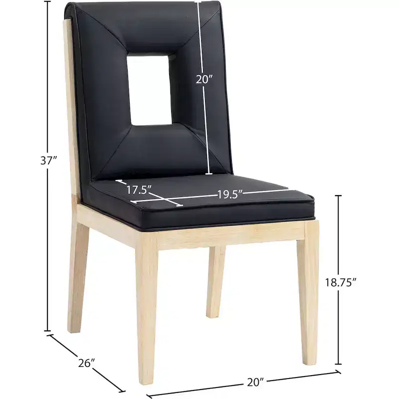 Meridian Furniture,Gwendolyn Vegan Leather Dining Side Chair, Set of 2