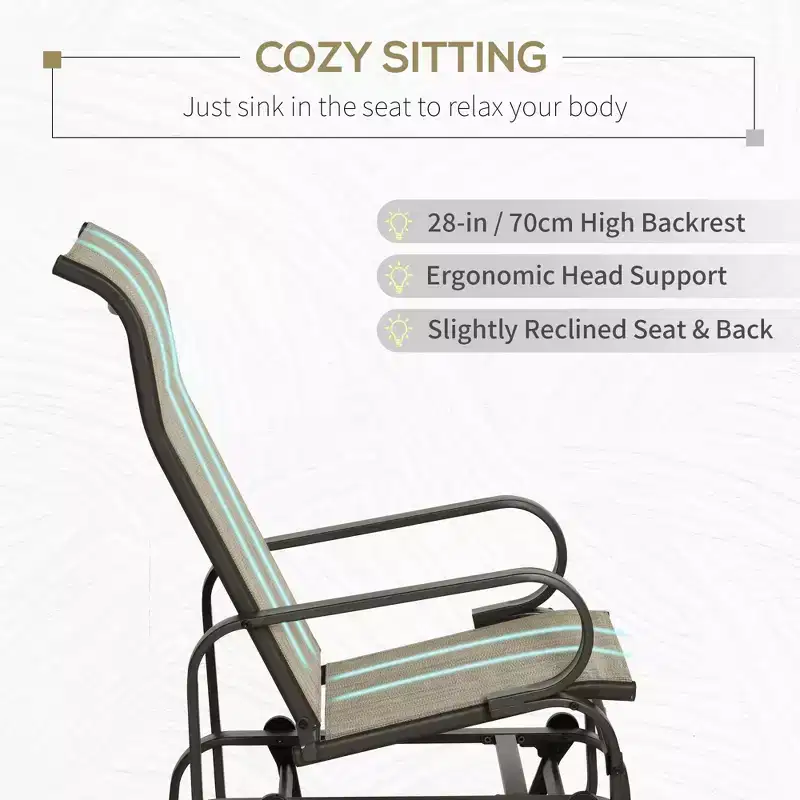 Gliding Lounger Chair, Single Rocker with Lightweight Metal & Mesh Construction