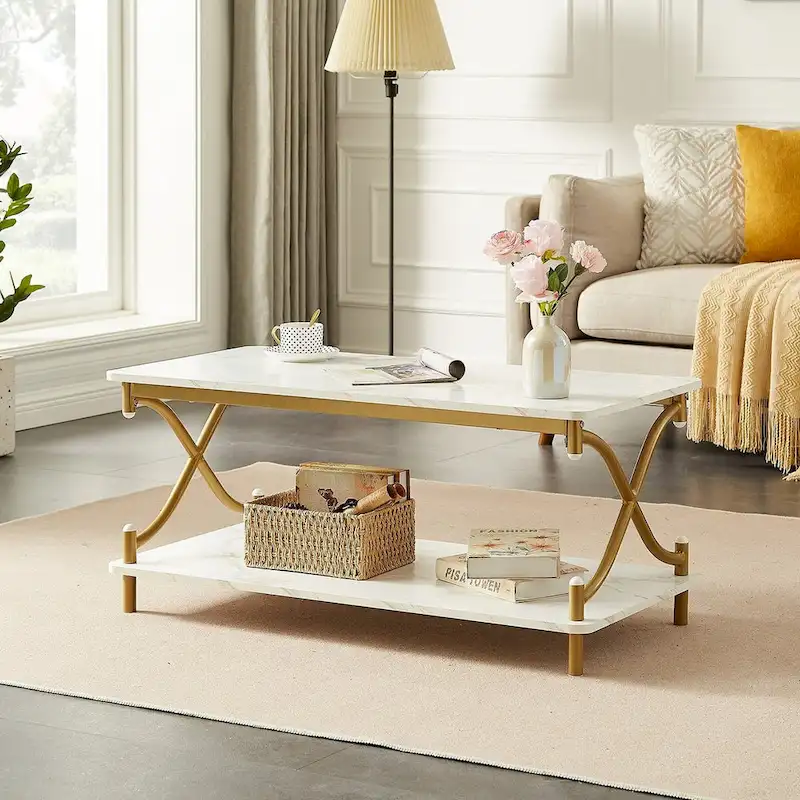 Modern 3-piece Coffee Table, Sofa Table & 1-drawer Nightstand Set of 2(Brown/Black/White)