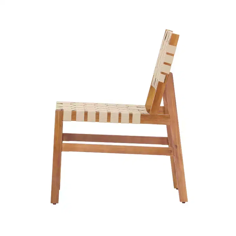 Christopher Knight Home Prasert Modern Acacia Wood Patio Side Chairs with PE Woven Rope (Set of 2)