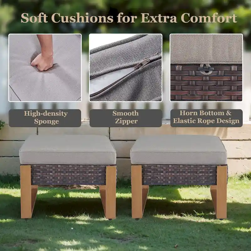 Outside Sofa Ottoman with Rocking Chairs - Brown