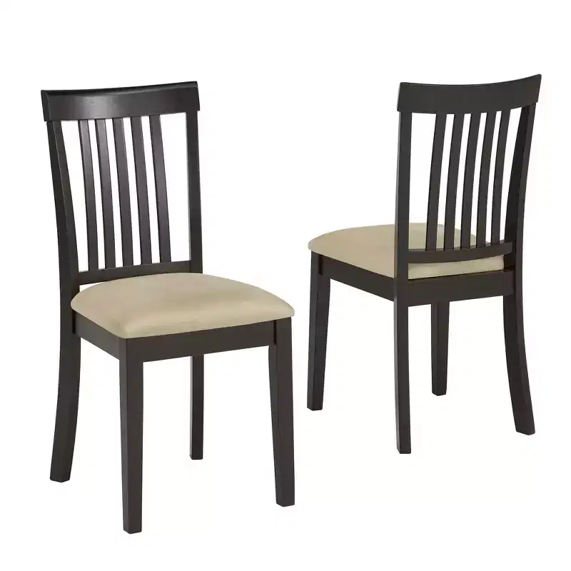 Kensington Black Wood Beige Microfiber Mission Back Dining Chairs (Set of 2) - Black/Beige - iNSPIREQ