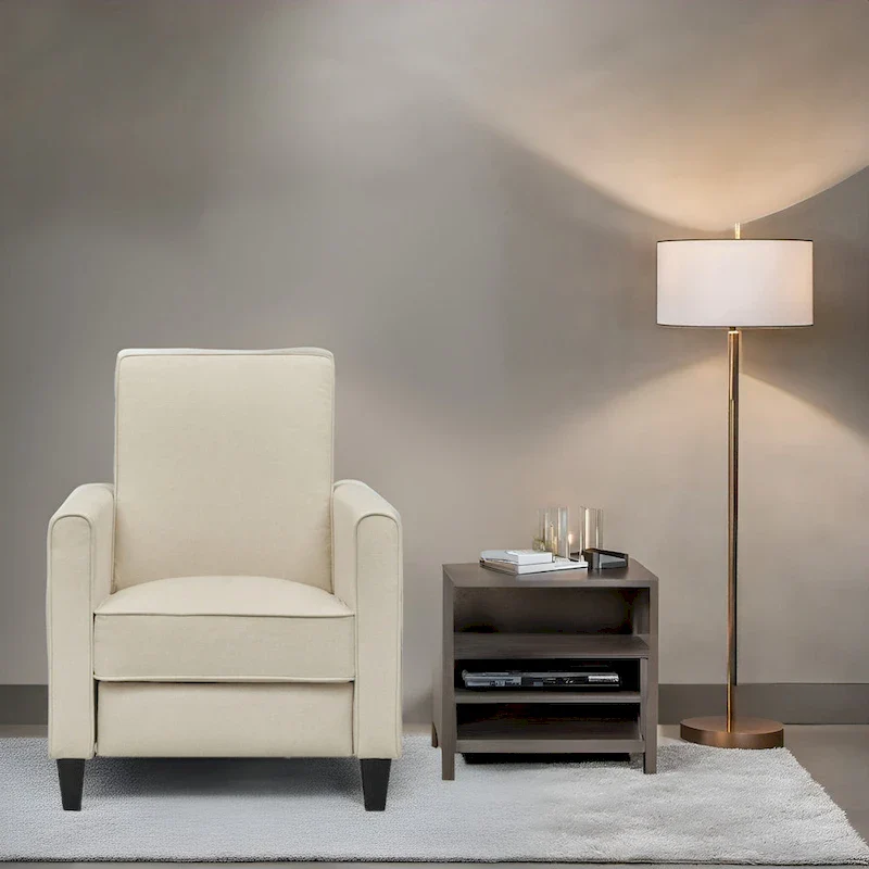 Pushback Recliner Chair with Adjustable Footrest and Padded Armrests