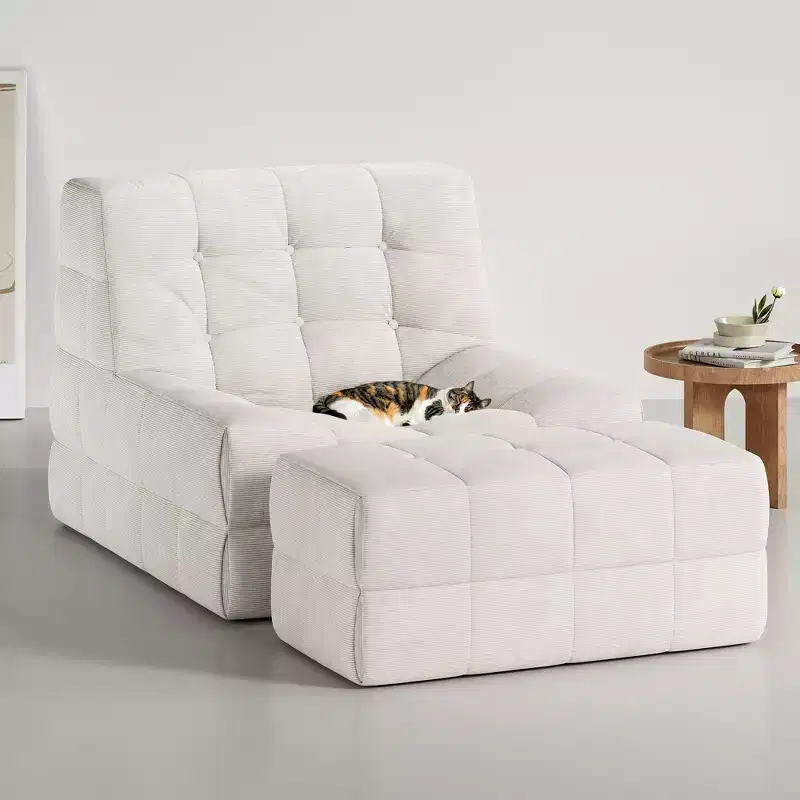 Ergonomic Memory Foam Bean Bag Chair with Ottoman