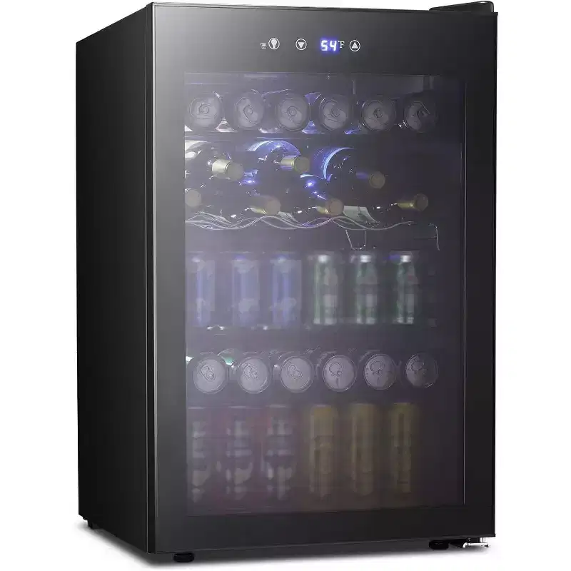 ZAFRO Beverage Refrigerator Cooler 4.4 Cu. Ft,145 Can Mini Fridge for Beer /Wine, with Adjustable Thermostat,Beverage Fridge for Bar/Home