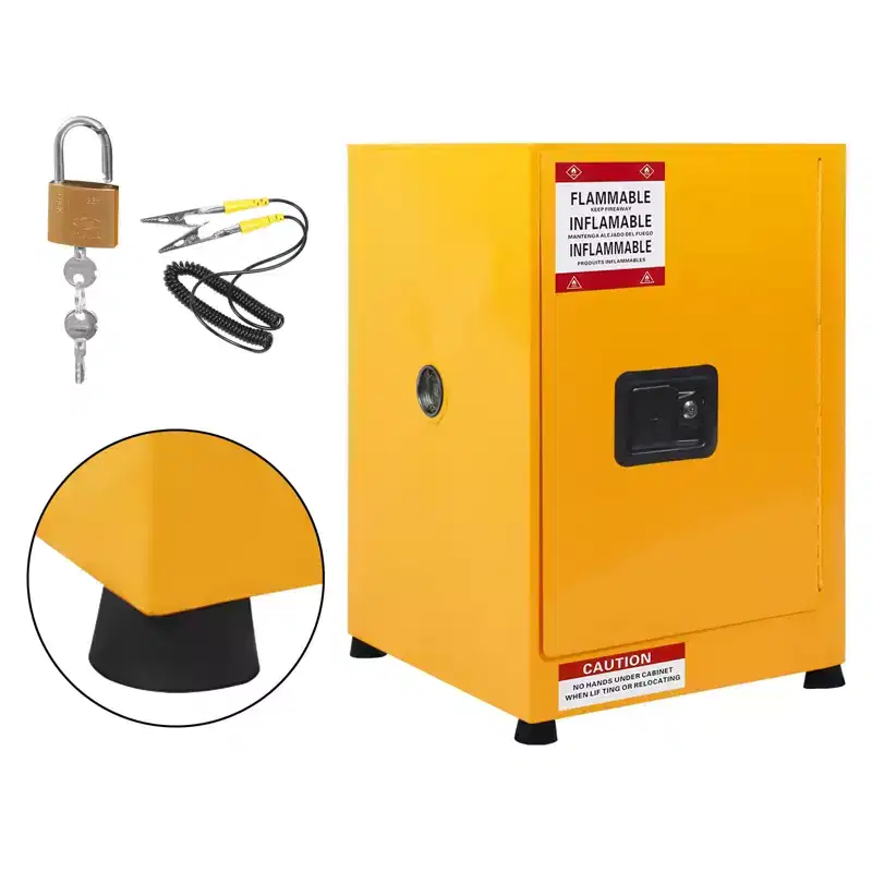 Fireproof Flammable Storage Cabinet  Double Wall Galvanized Steel, Lockable, Adjustable Shelf, Ventilation Ports for Chemical & Industrial Use