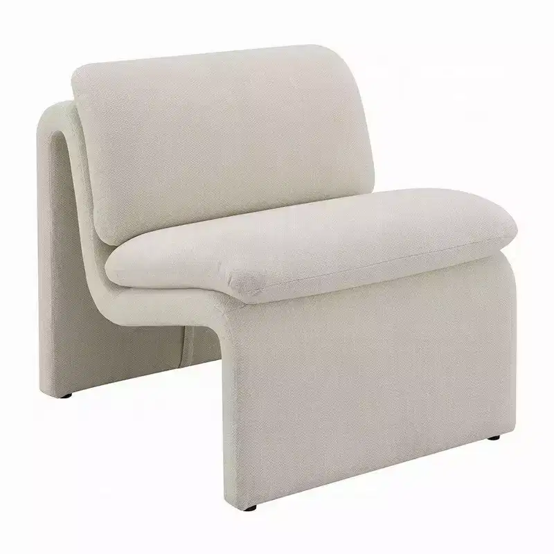 Royal Hampton Accent Chair, Curved Open Base, Armless Modern Ivory Boucle