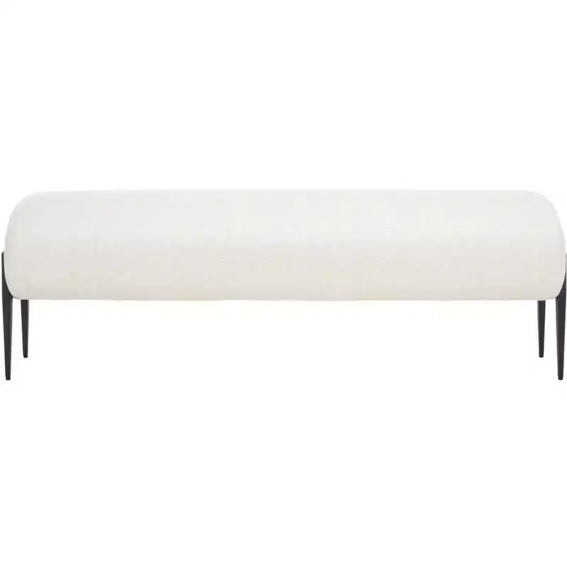 Upholstered Padded Bench, Cream/Black, Seats 2